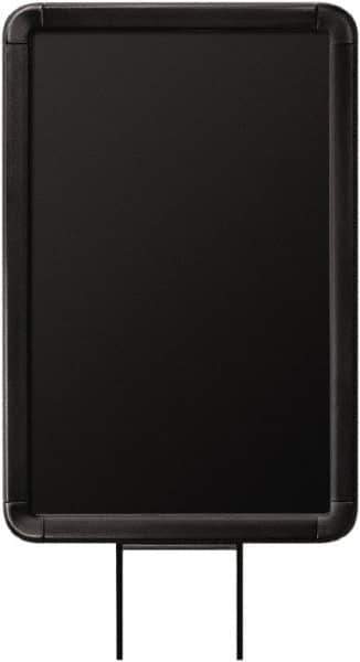 Lavi Industries - 11" High x 8-1/2" Long x 8-1/2" Wide Barrier Sign Frame - Aluminum, Powdercoat Finish, Black, Use with Stanchion - USA Tool & Supply