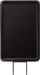 Lavi Industries - 11" High x 8-1/2" Long x 8-1/2" Wide Barrier Sign Frame - Aluminum, Powdercoat Finish, Black, Use with Stanchion - USA Tool & Supply