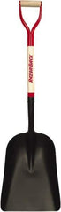 Razor-Back - 17" High x 12" Wide Square Steel Scoop - 27" Long Wood D-Grip Handle, No Step - USA Tool & Supply