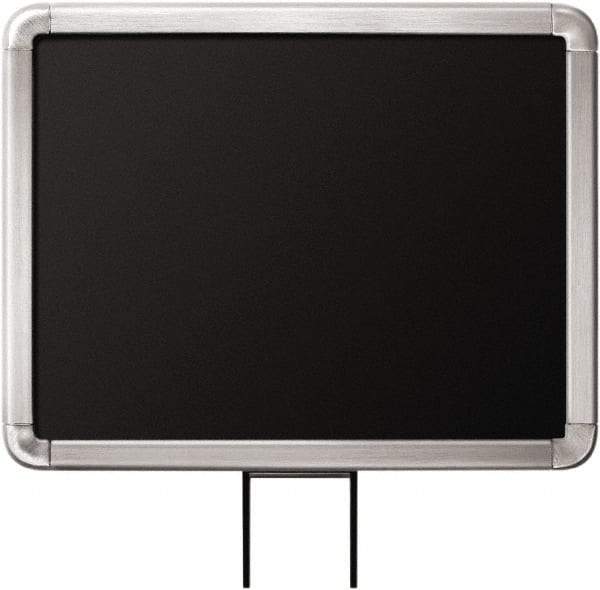 Lavi Industries - 11" High x 8-1/2" Long x 8-1/2" Wide Barrier Sign Frame - Aluminum, Satin Chrome Finish, Satin Aluminum, Use with Stanchion - USA Tool & Supply