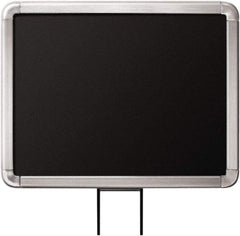 Lavi Industries - 11" High x 8-1/2" Long x 8-1/2" Wide Barrier Sign Frame - Aluminum, Satin Chrome Finish, Satin Aluminum, Use with Stanchion - USA Tool & Supply