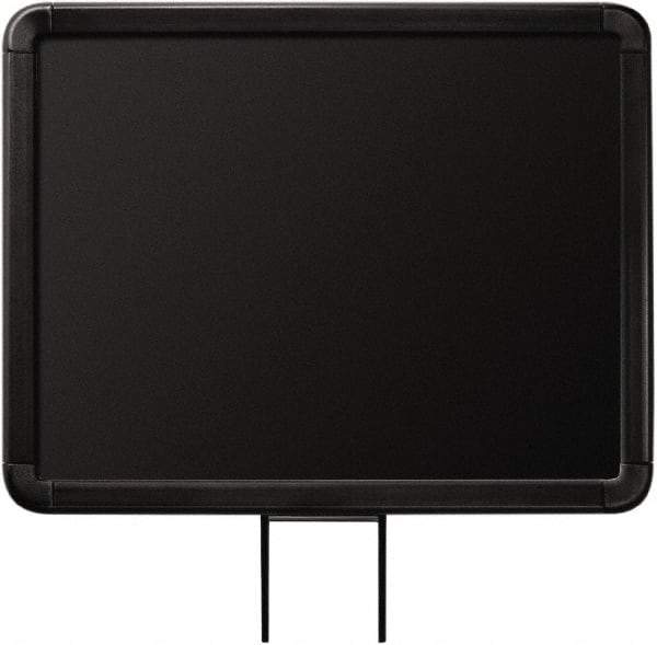 Lavi Industries - 11" High x 8-1/2" Long x 8-1/2" Wide Barrier Sign Frame - Aluminum, Powdercoat Finish, Black, Use with Stanchion - USA Tool & Supply