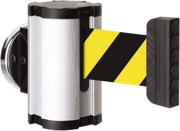 Lavi Industries - 3-1/2" High x 2-1/2" Long x 2-1/2" Wide Magnetic Wall Mount Barrier - Aluminum, Satin Chrome Finish, Satin Aluminum, Use with Magnetic Wall Mount Barriers - USA Tool & Supply