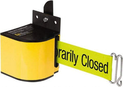 Lavi Industries - 3-1/2" High x 3-1/4" Long x 3-1/4" Wide Retractable Barrier Belt - Aluminum, Powdercoat Finish, Yellow, Use with Upright - USA Tool & Supply