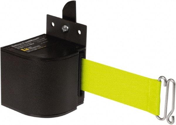 Lavi Industries - 3-1/2" High x 3-1/4" Long x 3-1/4" Wide Retractable Barrier Belt - Aluminum, Powdercoat Finish, Black, Use with Upright - USA Tool & Supply