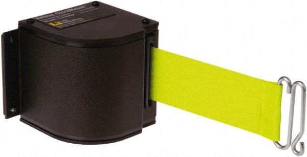 Lavi Industries - 3-1/2" High x 3-1/4" Long x 3-1/4" Wide Retractable Barrier Belt - Aluminum, Powdercoat Finish, Black, Use with Upright - USA Tool & Supply