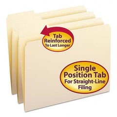 SMEAD - File Folders, Expansion Folders & Hanging Files Folder/File Type: File Folders with Top Tab Fastener Color: Manila - USA Tool & Supply