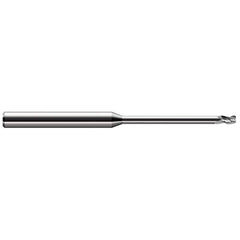 Corner Radius End Mill: 0.093″ Dia, 0.139″ LOC, 0.01″ Radius, 3 Flutes, Solid Carbide 2-1/2″ OAL, 1/8″ Shank Dia, 30 ° Helix, Bright/Uncoated, Corner Radius End