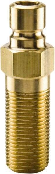 Parker - 3/8 NPTF Brass Hydraulic Hose Male Pipe Thread Extended Nipple - 200 psi, 6 GPM, Series Moldmate - USA Tool & Supply