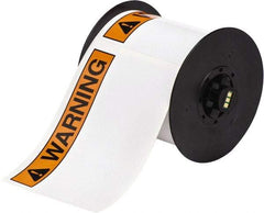 Brady - 6" Wide x 6" Long, Orange & Black on White Vinyl Tape - For BBP30 Label Printer, BBP33 Label Printer, BBP35 Multicolor Sign & Label Printer, BBP37 Color & Cut Sign & Label Printer, BradyPrinter S3100, BBP31 Sign & Label Printer - USA Tool & Supply