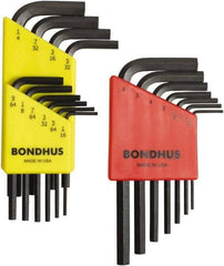 Bondhus - 17 Piece L-Key Hex Key Set - Hex Range 1/16 to 1/4", Protanium High Torque Steel - USA Tool & Supply