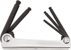 Bondhus - 5 Piece Fold-Up Ball End Hex Key Set - Hex Range 3/16 to 3/8", Protanium High Torque Steel - USA Tool & Supply