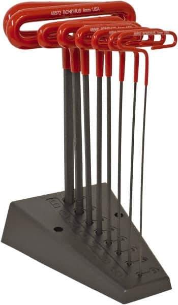 Bondhus - 8 Piece T-Handle Cushion Grip Hex Key Set - Hex Range 2 to 10mm, Protanium High Torque Steel - USA Tool & Supply