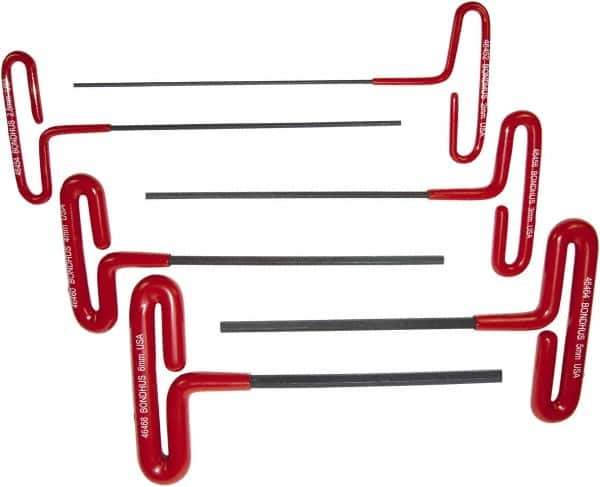 Bondhus - 6 Piece T-Handle Cushion Grip Hex Key Set - Hex Range 2 to 6mm, Protanium High Torque Steel - USA Tool & Supply