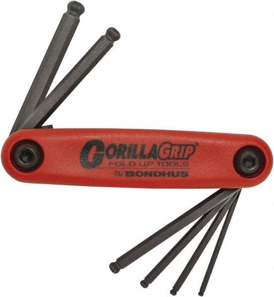 Bondhus - 6 Piece Fold-Up Hex Key Set - Hex Range 2 to 6mm, Protanium High Torque Steel - USA Tool & Supply