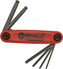 Bondhus - 6 Piece Fold-Up Hex Key Set - Hex Range 2 to 6mm, Protanium High Torque Steel - USA Tool & Supply