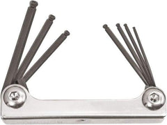 Bondhus - 7 Piece Fold-Up Ball End Hex Key Set - Hex Range 1/16 to 5/32", Protanium High Torque Steel - USA Tool & Supply