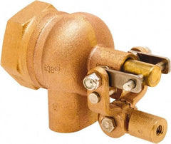 Control Devices - 2" Pipe, Brass, Angle Pattern-Single Seat, Mechanical Float Valve - 115 psi, FIP End Connections - USA Tool & Supply