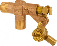 Control Devices - 1" Pipe, Brass, Angle Pattern-Single Seat, Mechanical Float Valve - 100 psi, MIP End Connections - USA Tool & Supply