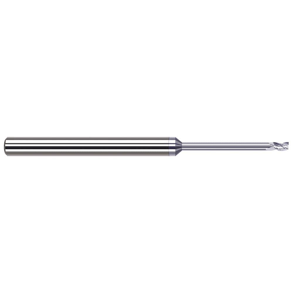 Square End Mill: 3/32'' Dia, 9/64'' LOC, 1/8'' Shank Dia, 2-1/2'' OAL, 3 Flutes, Solid Carbide Single End, TiB2 Finish, 42 ° Variable Helix, Centercutting, RH Cut, RH Flute