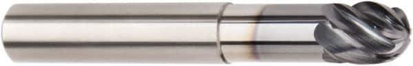 Kennametal - 16mm Diam, 16mm LOC, 6 Flute Solid Carbide Ball End Mill - AlTiN Finish, Single End, 100mm OAL, 16mm Shank Diam, Spiral Flute - USA Tool & Supply