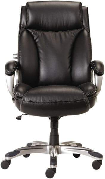 ALERA - 44-1/8 to 47" High Executive High Back Leather Chair - 27" Wide x 30-3/8" Deep, Leather Seat, Black - USA Tool & Supply