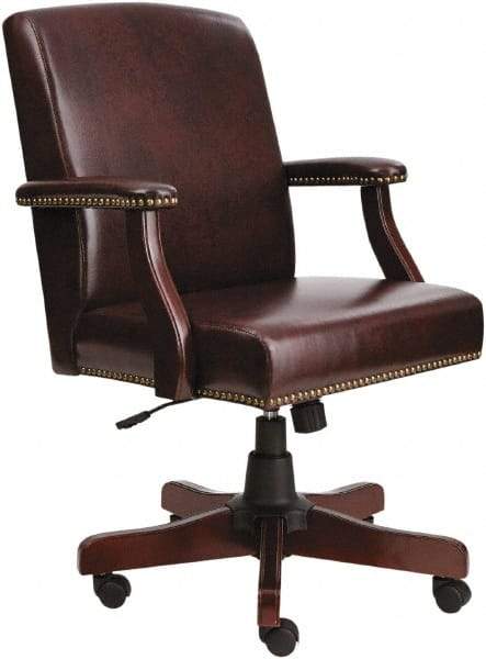 ALERA - 36-5/8 to 42-7/8" High Mid Back Chair - 26" Wide x 28" Deep, Vinyl Seat, Mahogany - USA Tool & Supply