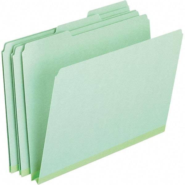 Pendaflex - 9-1/2 x 11-5/8", Letter Size, Green, File Folders with Top Tab - 25 Point Stock, Assorted Tab Cut Location - USA Tool & Supply