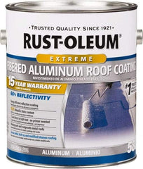 Rust-Oleum - 1 Gal Can Aluminum Fibered Aluminum Roof Coating - 50 Sq Ft/Gal Coverage, 397 g/L VOC Content, Mildew Resistant, Long Term Durability & Weather Resistance - USA Tool & Supply