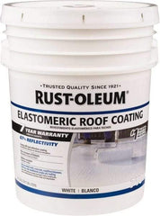 Rust-Oleum - 5 Gal Pail White Elastomeric Roof Coating - 65 Sq Ft/Gal Coverage, Mildew Resistant, Long Term Durability & Weather Resistance - USA Tool & Supply
