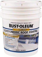 Rust-Oleum - 5 Gal Pail White Elastomeric Roof Coating - 65 Sq Ft/Gal Coverage, Mildew Resistant, Long Term Durability & Weather Resistance - USA Tool & Supply