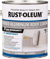 Rust-Oleum - 1 Gal Can Aluminum Fibered Aluminum Roof Coating - 50 Sq Ft/Gal Coverage, 459 g/L VOC Content, Mildew Resistant, Long Term Durability & Weather Resistance - USA Tool & Supply
