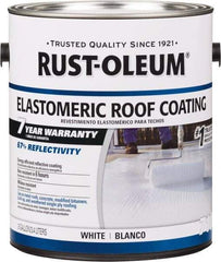 Rust-Oleum - 1 Gal Can White Elastomeric Roof Coating - 65 Sq Ft/Gal Coverage, Mildew Resistant, Long Term Durability & Weather Resistance - USA Tool & Supply