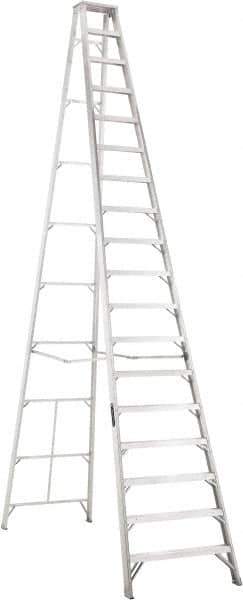 Louisville - 17 Steps, 18' High, Type IA Rating, Aluminum Step Ladder - 300 Lb Capacity, 40-3/4" Base Width - USA Tool & Supply