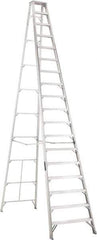 Louisville - 17 Steps, 18' High, Type IA Rating, Aluminum Step Ladder - 300 Lb Capacity, 40-3/4" Base Width - USA Tool & Supply