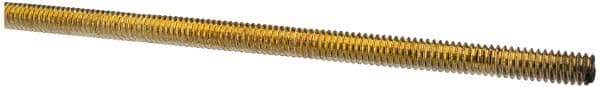 Value Collection - 1/4-20 UNC (Coarse), 6' Long, Alloy Steel Threaded Rod - Yellow Zinc-Plated Finish, Right Hand Thread - USA Tool & Supply