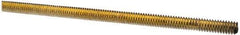 Value Collection - 1/4-20 UNC (Coarse), 6' Long, Alloy Steel Threaded Rod - Yellow Zinc-Plated Finish, Right Hand Thread - USA Tool & Supply