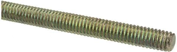 Value Collection - 5/16-18 UNC (Coarse), 3' Long, Alloy Steel Threaded Rod - Yellow Zinc-Plated Finish, Right Hand Thread - USA Tool & Supply