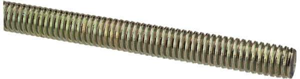 Value Collection - 5/16-18 UNC (Coarse), 6' Long, Alloy Steel Threaded Rod - Yellow Zinc-Plated Finish, Right Hand Thread - USA Tool & Supply