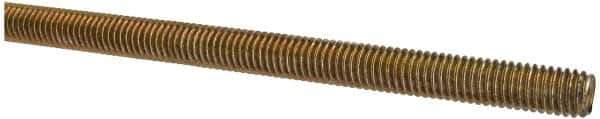 Value Collection - 3/8-16 UNC (Coarse), 3' Long, Alloy Steel Threaded Rod - Yellow Zinc-Plated Finish, Right Hand Thread - USA Tool & Supply