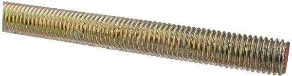 Value Collection - 5/8-11 UNC (Coarse), 6' Long, Alloy Steel Threaded Rod - Yellow Zinc-Plated Finish, Right Hand Thread - USA Tool & Supply