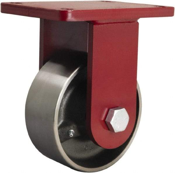 Hamilton - 6" Diam x 2-1/2" Wide x 8-1/2" OAH Top Plate Mount Rigid Caster - Forged Steel, 3,500 Lb Capacity, Tapered Roller Bearing, 5-1/2 x 7-1/2" Plate - USA Tool & Supply