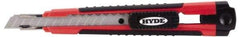 Hyde Tools - Snap Knife - 8-5/8" OAL, 3 Blades, Polystyrene (High Impact) Handle - USA Tool & Supply