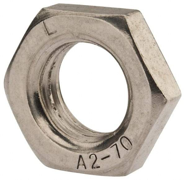 Value Collection - M18x2.50 Metric Coarse Stainless Steel Right Hand Hex Jam Nut - 27mm Across Flats, 9mm High, Uncoated - USA Tool & Supply