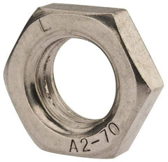 Value Collection - M18x2.50 Metric Coarse Stainless Steel Right Hand Hex Jam Nut - 27mm Across Flats, 9mm High, Uncoated - USA Tool & Supply