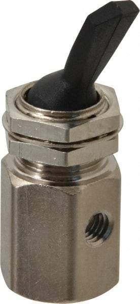 Specialty Mfr - 10-32 Non Exhaust Toggle Valve - 0.1 CV Rate, 150 Max psi, Detented Actuator - USA Tool & Supply