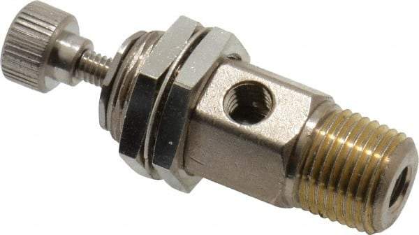 Specialty Mfr - 1/8" M x 10-32 F Mini Needle Valve - 0.1 CV Rate, 150 Max psi, 5-Turn Adjustment - Standard - USA Tool & Supply