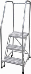 Cotterman - 60" 3 Step Rolling Warehouse Ladder - Rolling Safety Ladder, 350 Lb Capacity, 30" Platform Height, 22" Base Width x 29" Base Depth, Serrated - USA Tool & Supply
