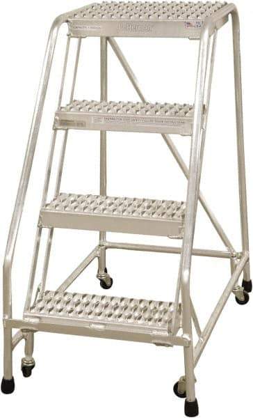 Cotterman - 40" 4 Step Rolling Warehouse Ladder - Rolling Safety Ladder, 350 Lb Capacity, 40" Platform Height, 30" Base Width x 36" Base Depth, Serrated - USA Tool & Supply