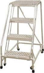 Ballymore - 38" 4 Step Ladder - 300 Lb Capacity, 38" Platform Height, 30" Base Width x 31" Depth, Heavy-Duty Serrated Grating - USA Tool & Supply